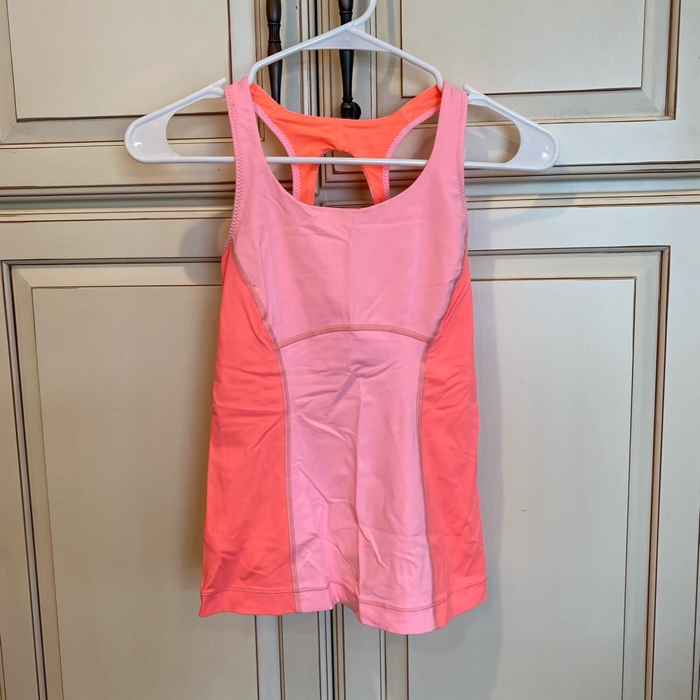 Lululemon Highlighter Pink Double Lined Workout Top